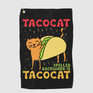 Tacocat Rückwärts buchstabiert Tacos Katzen Cinco  Golfhandtuch