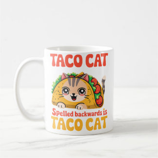 Tacocat Rückwärts Geschrieben Ist Tacocat Katze Un Kaffeetasse