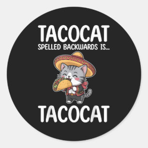 Tacocat rückwärts geschrieben sind Tacocat und Tac Runder Aufkleber