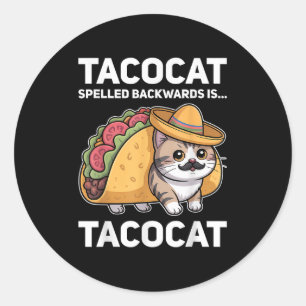 Tacocat rückwärts geschrieben sind Tacocat und Tac Runder Aufkleber