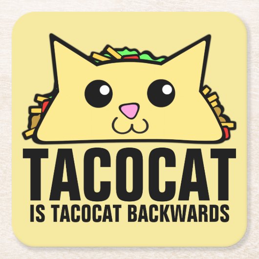 Tacocat rückwärts rechteckiger pappuntersetzer (Vorderseite)