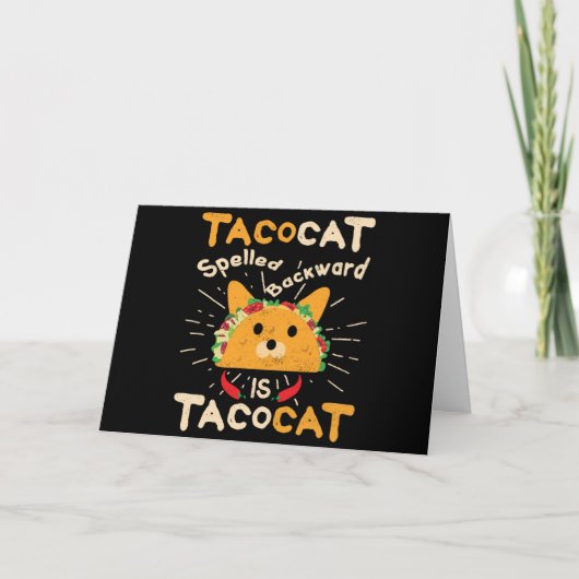 Tacocat Spelled Backwards Cinco de Mayo Cat Taco Karte (Vorderseite)
