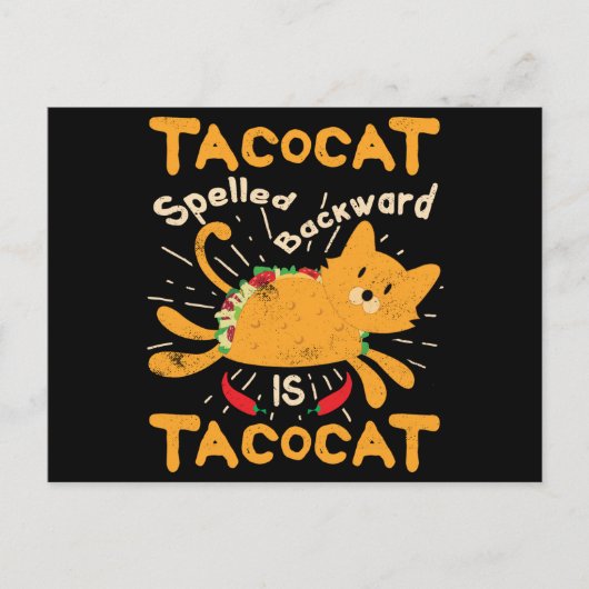 Tacocat Spelled Backwards Cinco de Mayo Cat Taco Postkarte (Vorderseite)