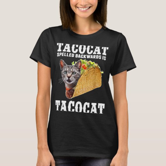 Tacocat Spelling Backed is Tacocat Cat Tacos T-Shirt (Vorderseite)