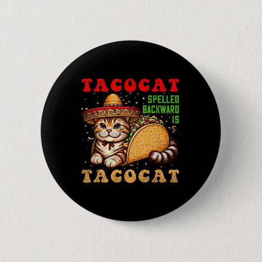 Tacocat-Spulen Tacos und Katzen Cinco de Ma Button (Vorderseite)