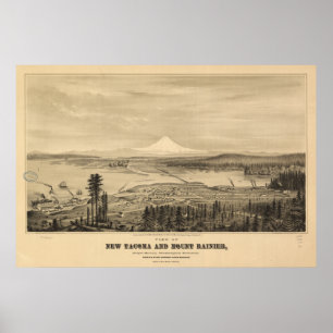 Tacoma & Mount Rainier, 1878 Print Poster