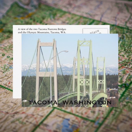 Tacoma Narrows Bridges Travel Foto Postkarte