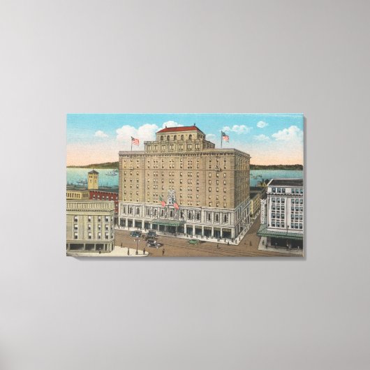 Tacoma, WA - Aussicht auf das Hotel Winthrop Leinwanddruck (Vorderseite)