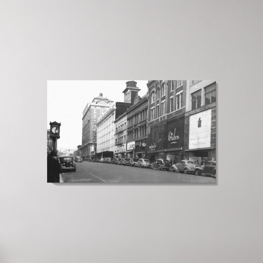 Tacoma, WA-Aussicht auf den Broadway mit Blick nac Leinwanddruck (Vorderseite)