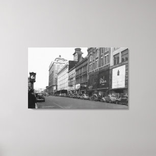 Tacoma, WA-Aussicht auf den Broadway mit Blick nac Leinwanddruck