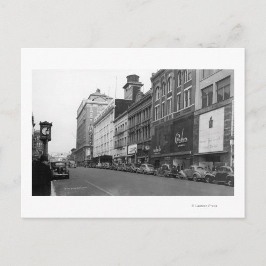 Tacoma, WA-Aussicht auf den Broadway mit Blick nac Postkarte (Vorderseite)