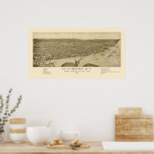 Tacoma, WA Panorama Karte - 1885 Poster (Küche)