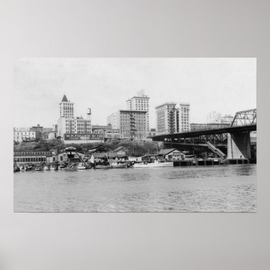 Tacoma, WA - Skyline View Downtown Poster (Vorne)