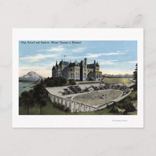 Tacoma, Washington - Sicht auf die High School Postkarte (Vorderseite)
