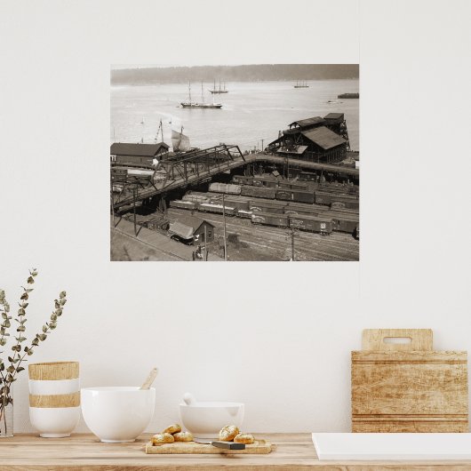 Tacoma Waterfront vom Stadium Way 1899 Poster (Küche)