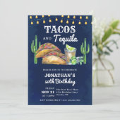 Tacos and Tequila Mexican Fiesta Adult Birthday  Einladung (Stehend Vorderseite)
