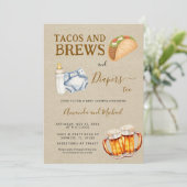 Tacos Brews and Diapers Baby Shower Kraft Einladung (Stehend Vorderseite)