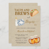 Tacos Brews and Diapers Baby Shower Kraft Einladung (Vorne/Hinten)