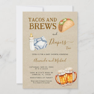 Tacos Brews and Diapers Baby Shower Kraft Einladung