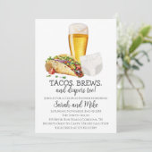 Tacos Brews and Diapers Kinderdusche Einladung (Stehend Vorderseite)