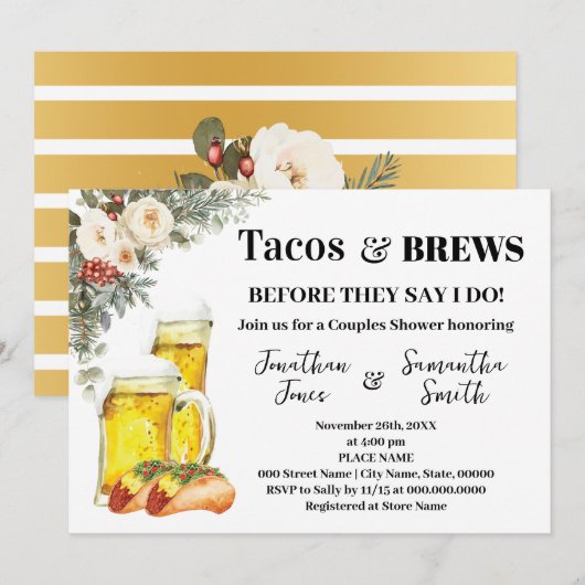 Tacos & Brews Before I Do Winter Dusche Einladung (Vorne/Hinten)