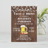 Tacos & Brews Erwachsene Western Geburtstag Einladung (Stehend Vorderseite)