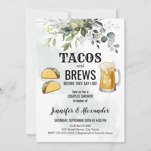 Tacos & Brews Paare Einladung (Vorderseite)