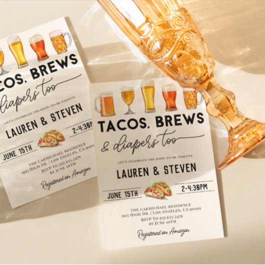 Tacos bringt Windeln zu Babydusche Einladung