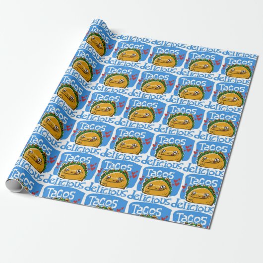 Tacos-Cartoon-Stil lustige Illustration Geschenkpapier (Ungerollt)