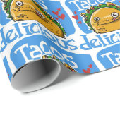 Tacos-Cartoon-Stil lustige Illustration Geschenkpapier (Rolleneckpunkt)