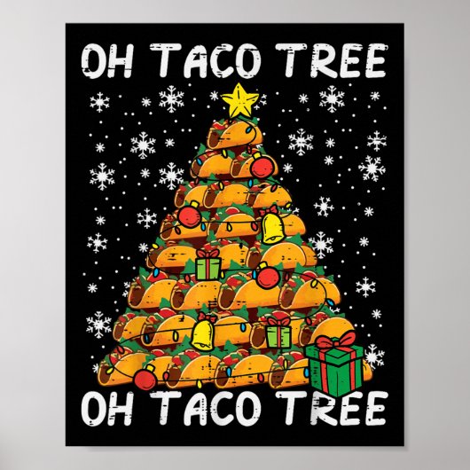 Tacos Christmas Tree Funny Xmas Foodie Mexican Men Poster (Vorne)