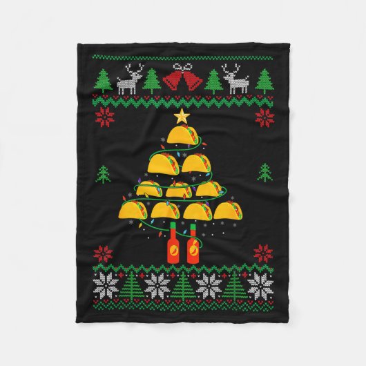 Tacos Christmas Tree Ugly Sweater Christmas Family Fleecedecke (Vorderseite)