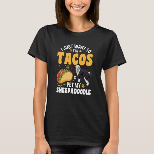 Tacos Doodle Dog Sheepadoodle T-Shirt (Vorderseite)