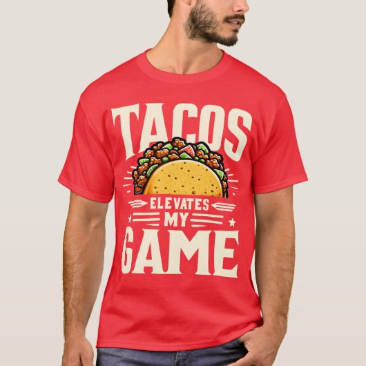 Tacos Elevates My Game Retro-Freunde T-Shirt (Vorderseite)