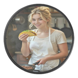 Tacos essend Foto personalisieren anpassen Eishockey Puck