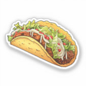Tacos im Cartoon-Stil Aufkleber (Vorderseite)