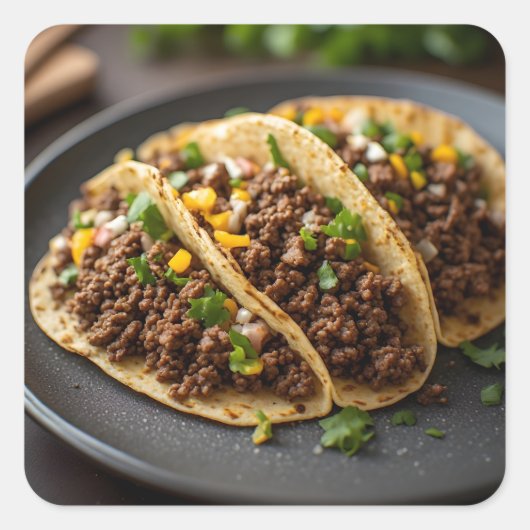 Tacos Quadratischer Aufkleber (Vorderseite)