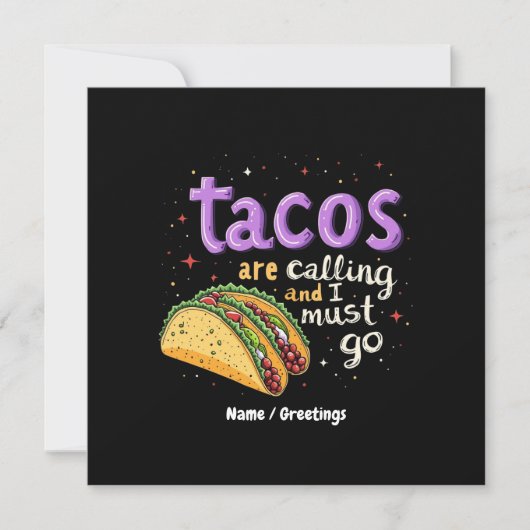 Tacos rufen an und ich muss einen Feinschmecker ma Einladung (Vorderseite)