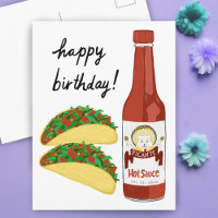 TACOS Scharfe Hot Sauce Katze Maracas HAPPY BIRTHD