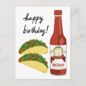 TACOS Spicy Hot Sauce Cat Maracas GLÜCKLICH GEBURT Postkarte (Vorderseite)