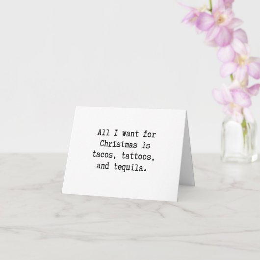Tacos, Tattoos, Tequila Christmas Karte (Orchidee)