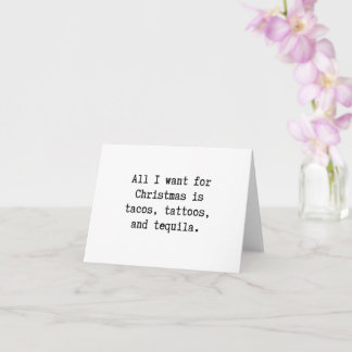 Tacos, Tattoos, Tequila Christmas Karte