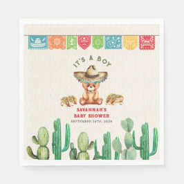 Tacos & Teddy Bears Cactus Boy Baby Shower Fiesta Serviette