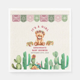 Tacos & Teddy Bears Cactus Girl Baby Shower Fiesta Serviette