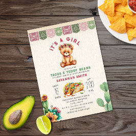 Tacos & Teddy Bears Girl Baby Shower Fiesta Einladung