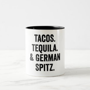 Tacos Tequila And German Spitz Funny Zweifarbige Tasse