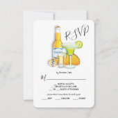 Tacos Tequila & Beer Menü Auswahl RSVP Karte (Vorderseite)