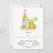 Tacos Tequila, Bier, Party Margarita Cinco de Mayo Einladung (Vorderseite)