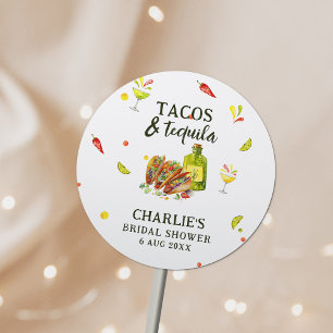 Tacos & Tequila Lustiger Tropischer Sommer Brautju Runder Aufkleber