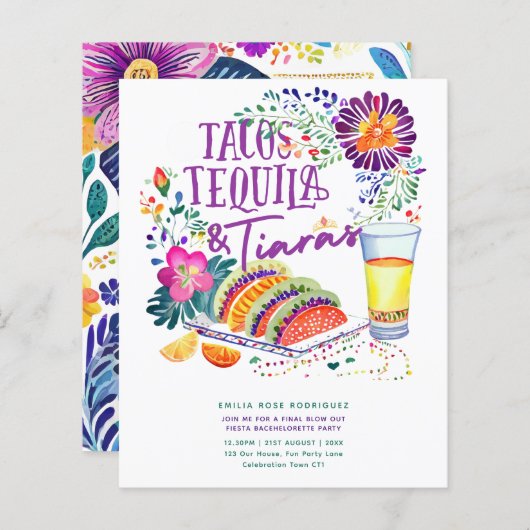 Tacos Tequila Tiaras Letzte Fiesta Bachelorette (Vorne/Hinten)